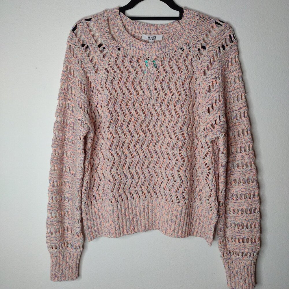 NWT BB Dakota Women's Pink/Crochet Sweater Size Large